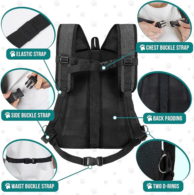 PetAmi Adjustable Dog & Cat Chest Carrier Backpack, Ventilated - Image 5