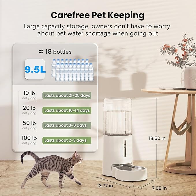 CZPET 2.5 Gallon Dog Water Bowl Dispenser, Filter Automatic Dog and Cat Water - Image 5