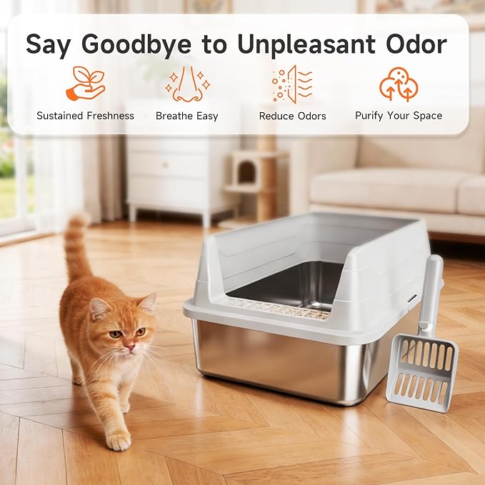 Stainless Steel Cat Litter Box, Odor Free Metal Litter Box - Image 3