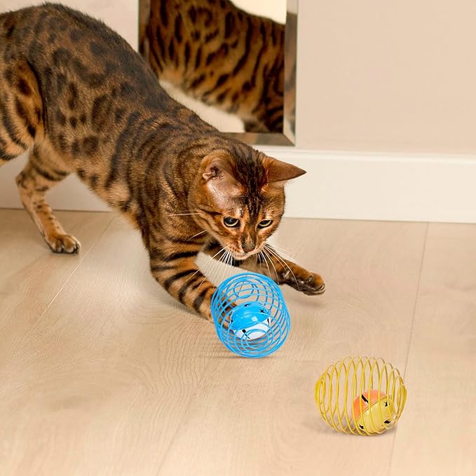 Jecery 5 Pcs Cat Spring Balls Toys Stretchable Rolling Balls Colorful Playful - Image 6