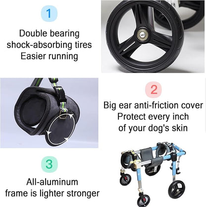 4 Wheel Dog Wheel Chair Leg Brace Adjustable, Back Leg Dog Wheelchair, Dog - Image 5