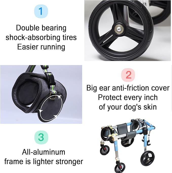 4 Wheel Dog Wheel Chair Leg Brace Adjustable, Back Leg Dog Wheelchair, Dog - Image 5