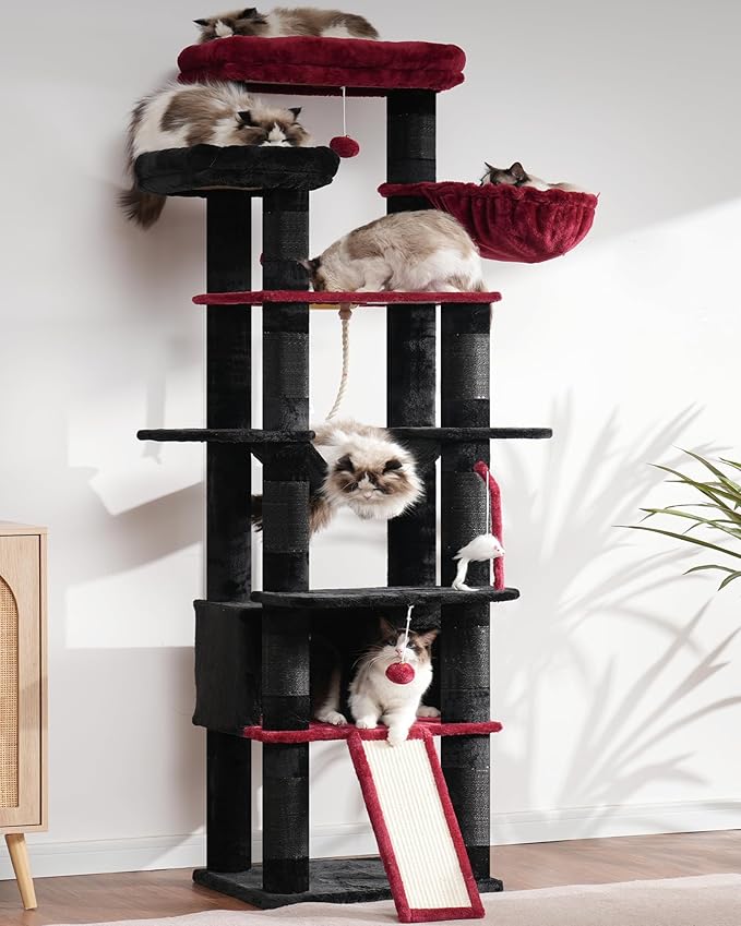 Heybly Tall Cat Tree, 78-inch Multi-Level Cat Tower - Image 2