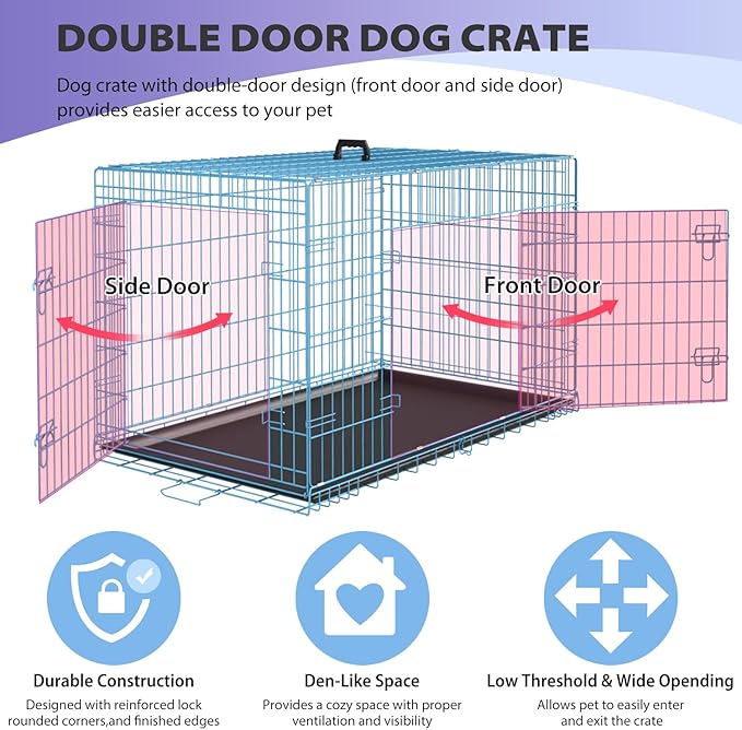 BestPet | Dog Crate | 48" | Blue | Foldable Metal Kennel - Image 3