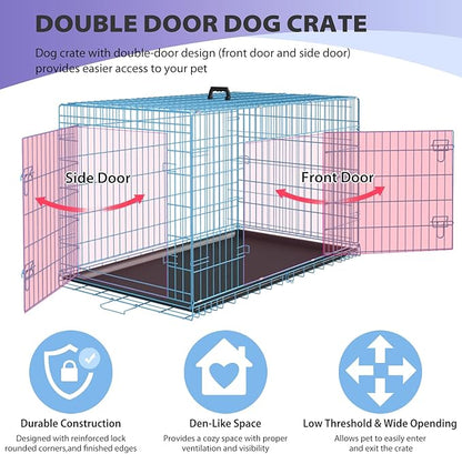 BestPet | Dog Crate | 48" | Blue | Foldable Metal Kennel - Image 3