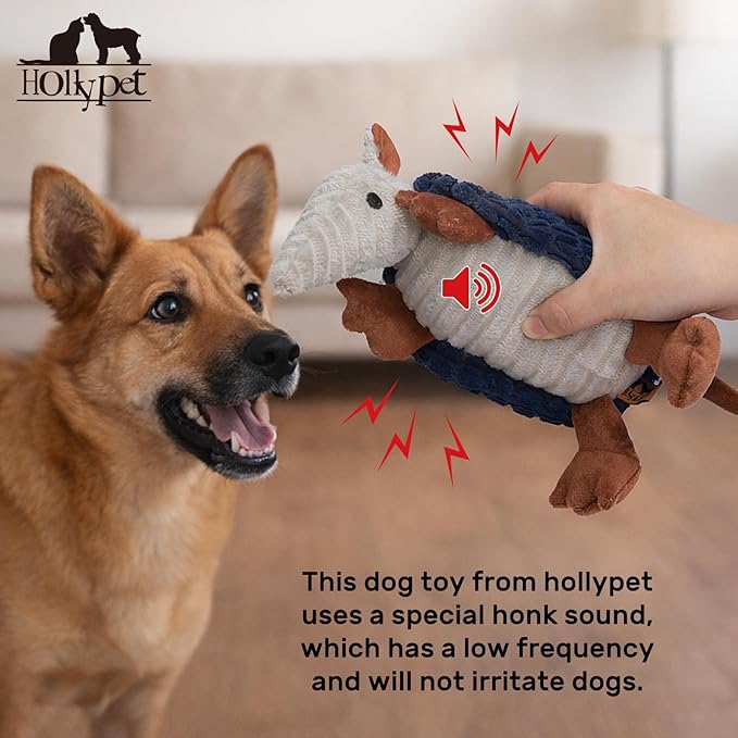 Hollypet Plush Dog Squeaky Toy Stuffed Armadillo Animal Pet Puppy Chew Toys - Image 5