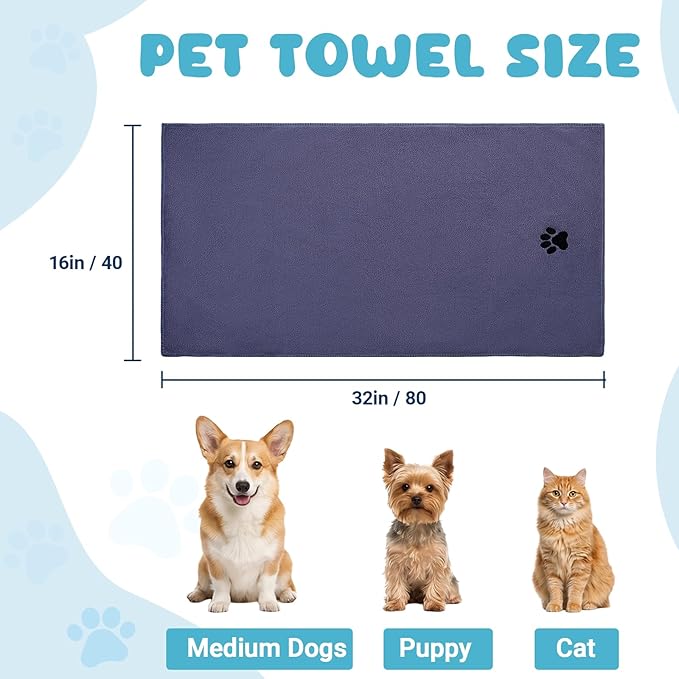 2PCS Dog Bath Supplies, Dog Bath Gloves | Dog Towels 32'' X 16'', Super - Image 7