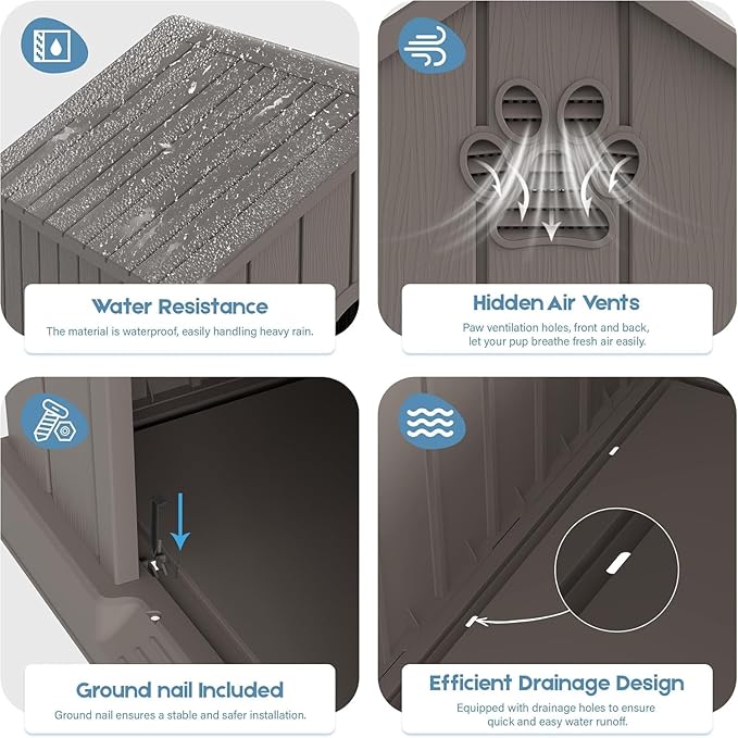 Fancyango Large Dog House Outdoor Indoor, Sturdy Plastic Waterproof Doghouse - Image 3