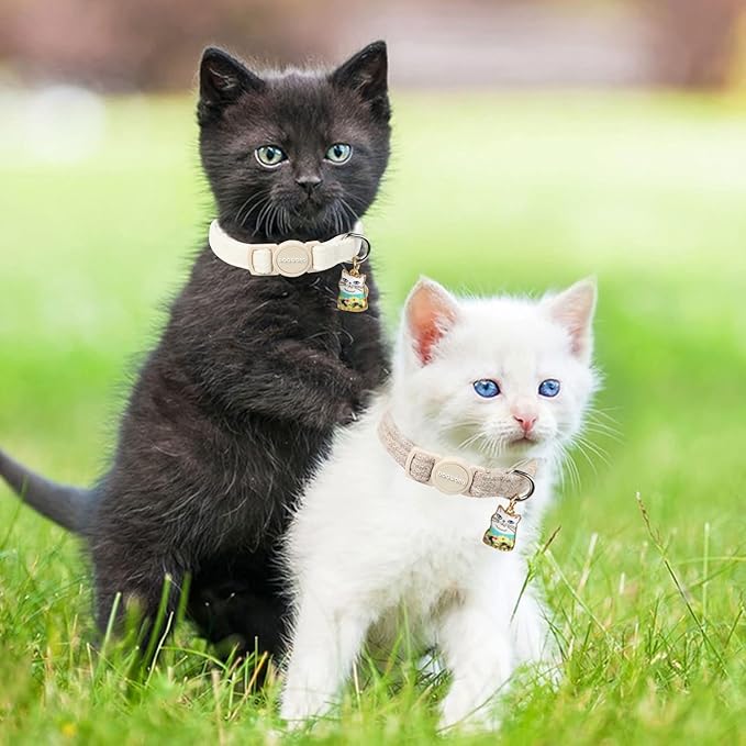 Cat Collar, 2 Pack White Hemp Cat Collars Breakaway - Image 5