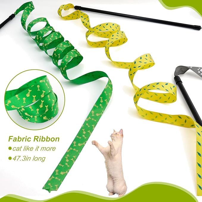 Interactive Cat Toy Wand, Cat Teaser Wand Rainbow String - Image 7