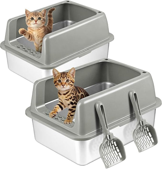 Kirecoo 2 Pack Stainless Steel Litter Box by Kirecoo