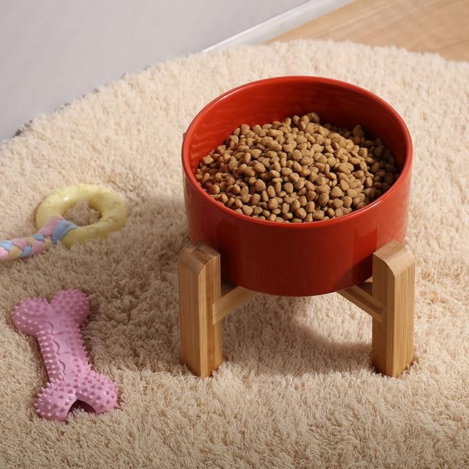 Petygooing 28 OZ Rust Red Elevated/Raised Ceramic Dog Bowl - Image 6