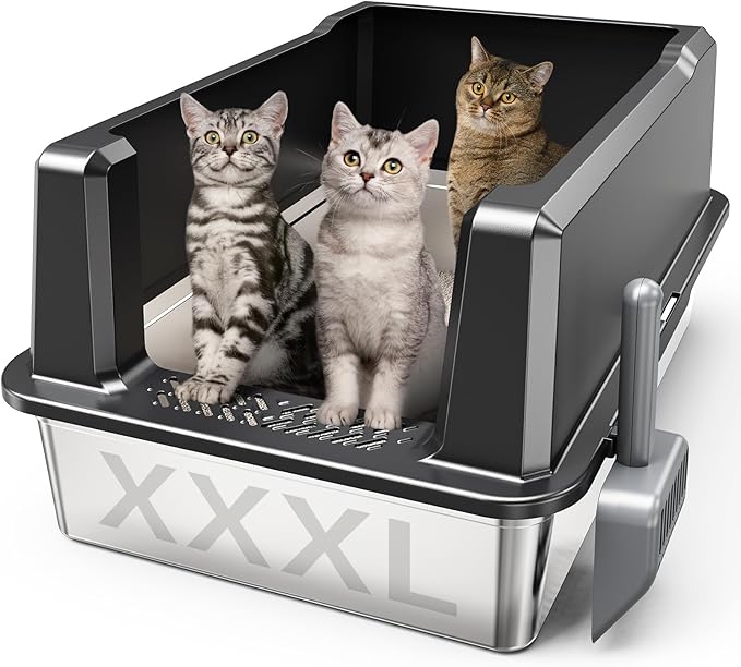 WoofiGo XXL Stainless Steel Cat Litter Box by CatLitterBox