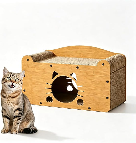 Cat Scratcher House, 2-in-1 Cardboard Cat House by Unknown