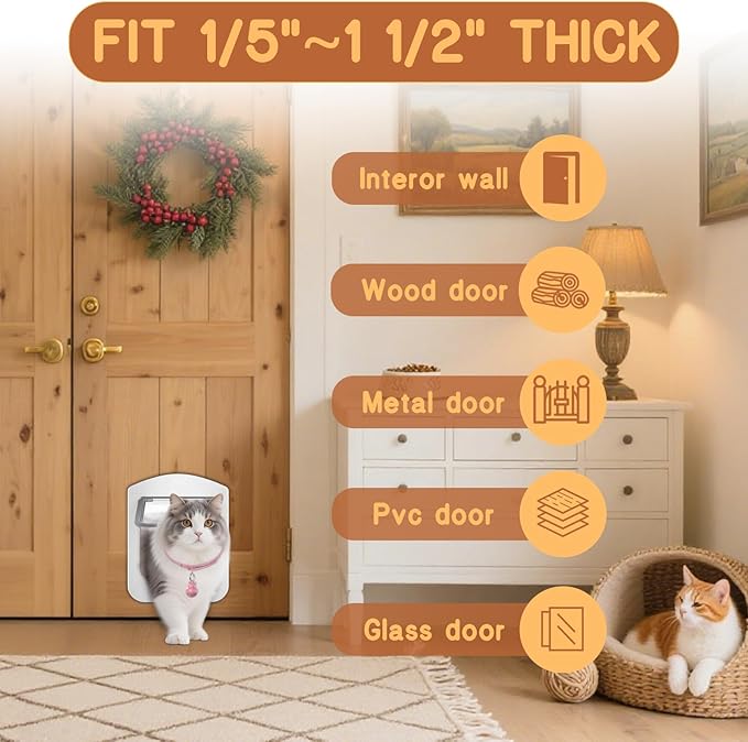 HIDROSIL Cat Door with Collar Sensor, Cat Door with Magnetic Keys and 2 Sensor - Image 3