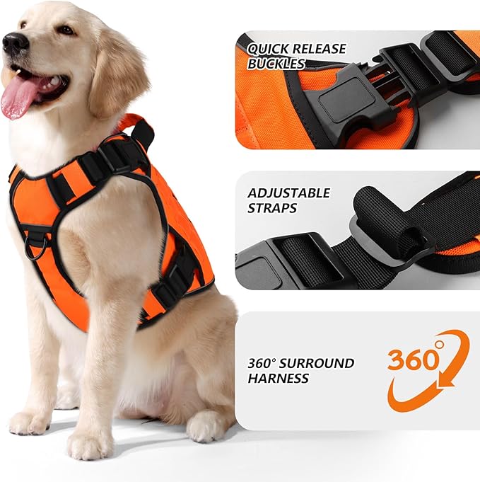 WINGOIN Orange Tactical Dog Harness - Image 2
