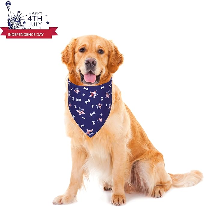 PTDECOR American US Flag Dog Bandana 4th of July Dog Bandanas Reversible - Image 2
