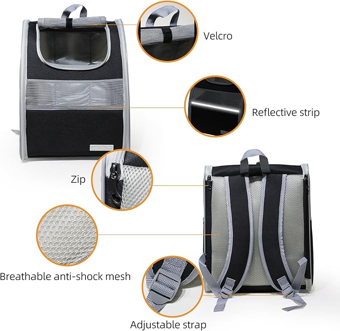 Cat Carrier Backpack with Reflector with Safety Leash Up to 15Lbs, Pet Carrier - Image 7