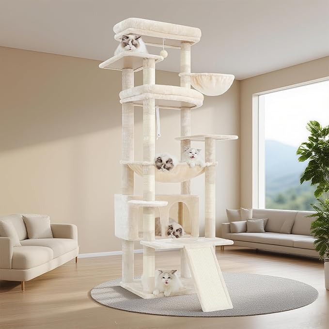 Heybly Tall Cat Tree for Large Cat, 80-inch Multi-Level Cat Tower for Indoor - Image 9