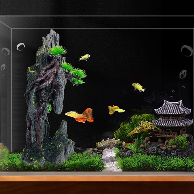 Tall Aquarium Mountain View Stone Decorations Aquarium Ornament Rock Cave - Image 2