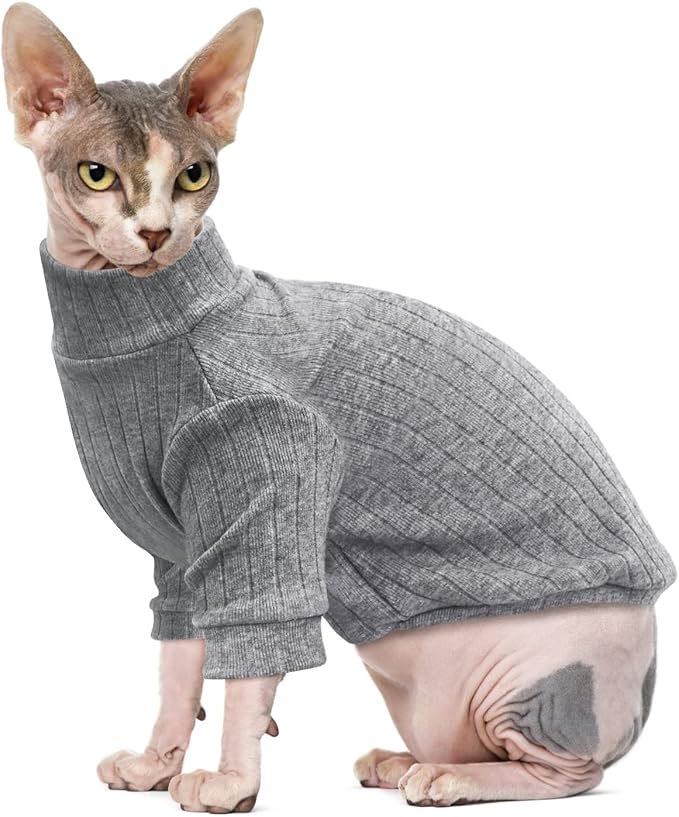Idepet Sphynx Hairless Cats Sweater Shirt Kitten Soft Puppy Clothes Pullover - Image 5