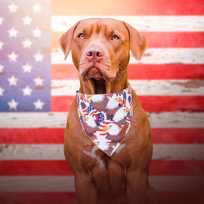PTDECOR American Flag Dog Bandana Reversible Triangle Patriotic Pet Scarf 4th - Image 3