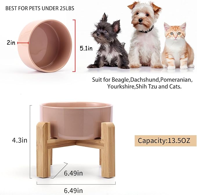 Petygooing Khaki Elevated/Raised Ceramic Dog Bowl - Image 3