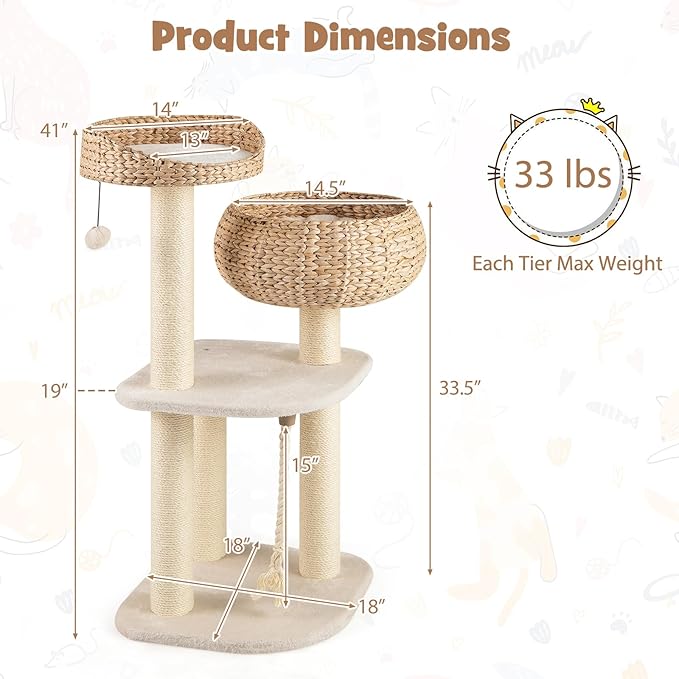 Tangkula Modern Cat Tree, Tall Cat Tower - Image 4