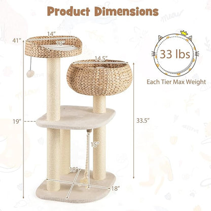 Tangkula Modern Cat Tree, Tall Cat Tower - Image 4