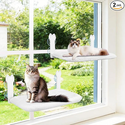 2 Pack Cat Window Perch, Cat Window Hammock Cordless Foldable Window Bed by Turbosus