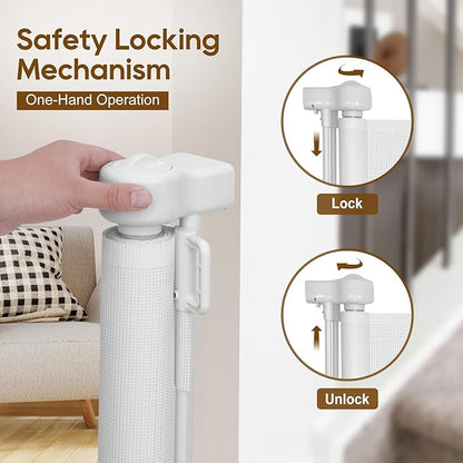 Miumoon 150 inch Retractable Baby Gates 34 inch Tall, Retractable Gate - Image 5