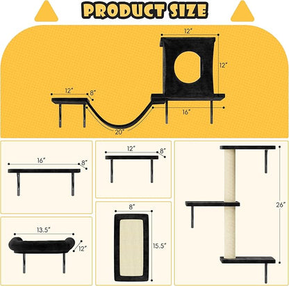 12-in-1 Cat Wall Shelves, Wall Mounted Cat Climber - Image 8
