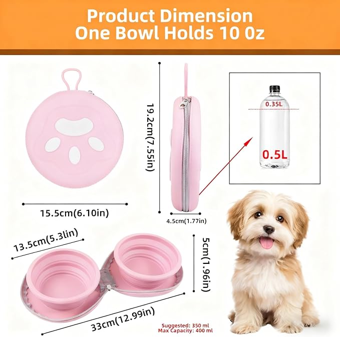 Zegcohjave Collapsible Dog Bowls, Travel Dog Bowl, Dog Water Bowl, Cat Bowl - Image 2