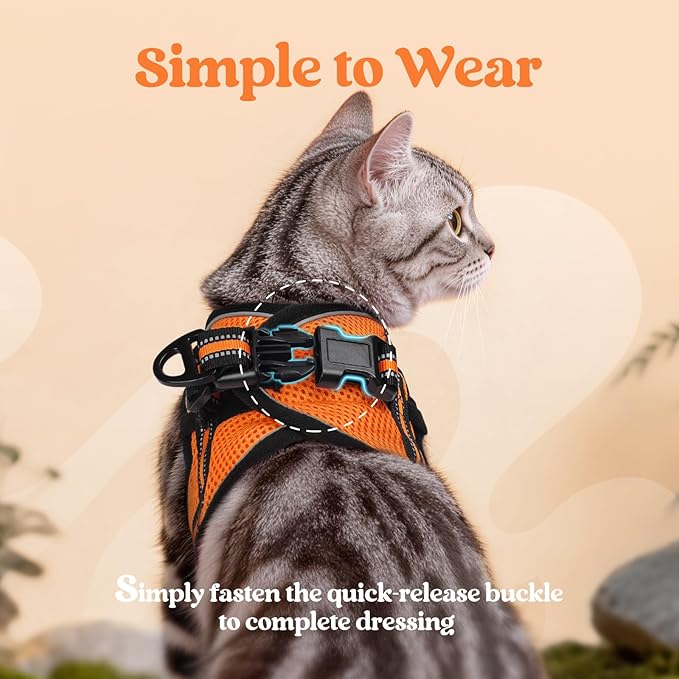 rabbitgoo Cat Harness and Leash, Step-in Escape Proof Kitten Harness Set - Image 4