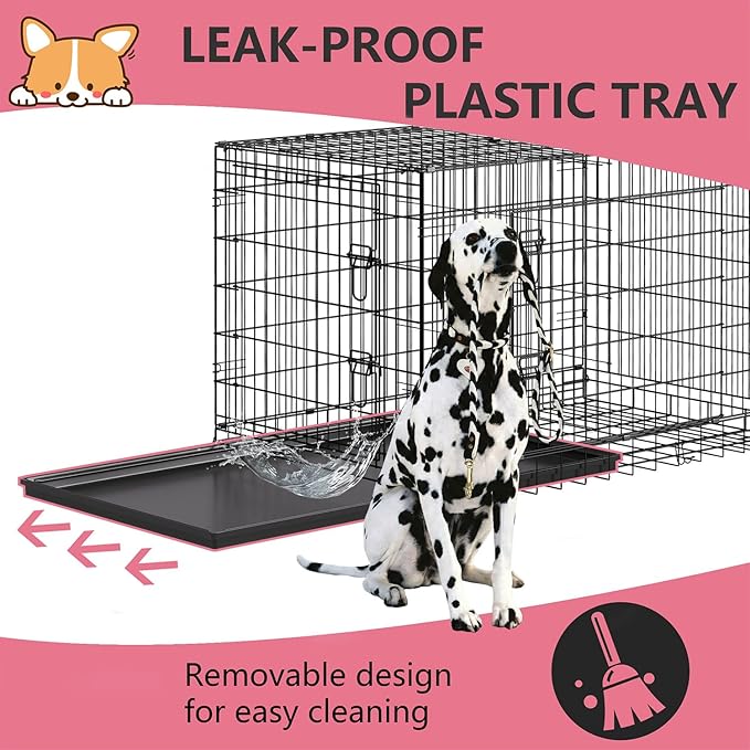 FDW 45 Inch Dog Crate for Large Dogs, Folding Metal Cage - Image 5