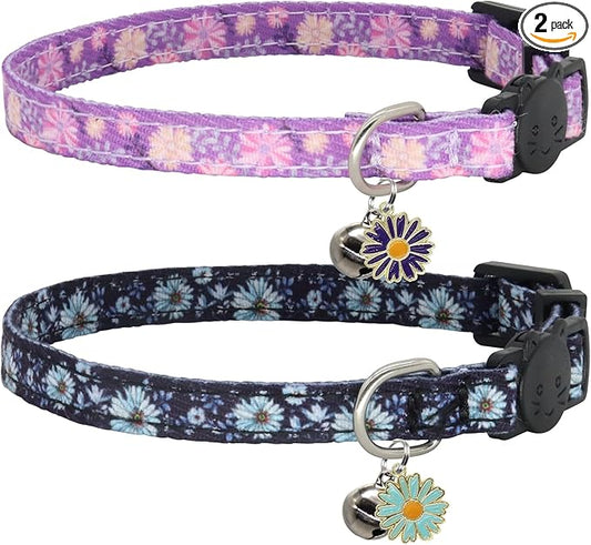 Cat Collar Breakaway, 2 Pack Cotton Kitten Collars by Giecooh