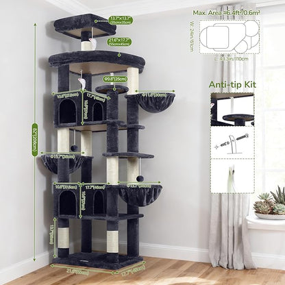 Globlazer Extra Large Cat Tree Tower, 82in Tall Heavy Duty Cat Tree - Image 6