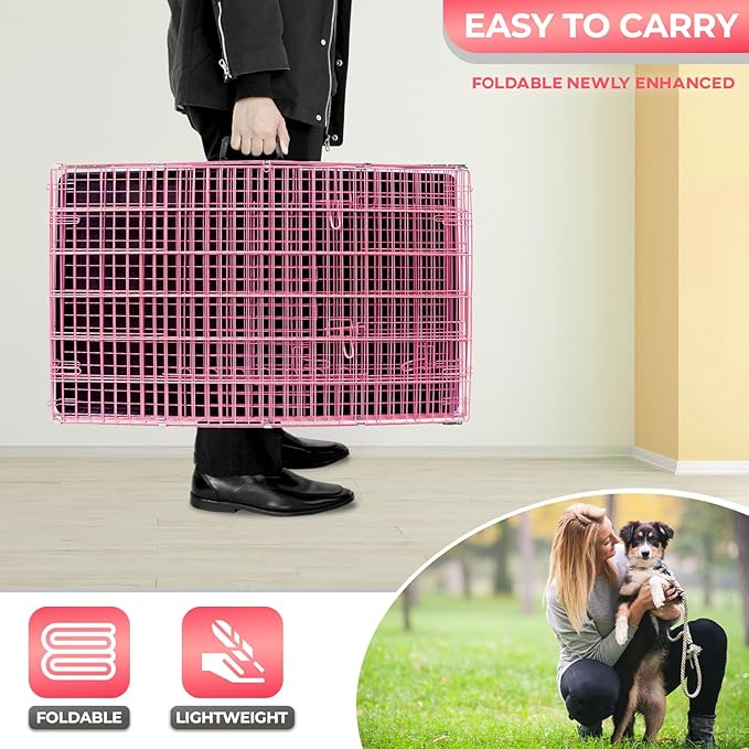FDW Dog Crate for Medium Dogs 30 Inch Folding Metal WirePet Cage Double Door - Image 5