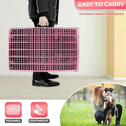 FDW Dog Crate for Medium Dogs 30 Inch Folding Metal WirePet Cage Double Door - Image 5