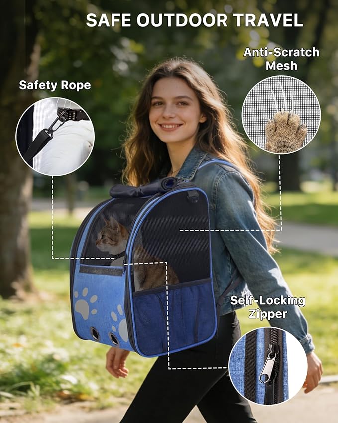 Cat Backpack Carrier, Ventilated Cat Backpack - Image 3