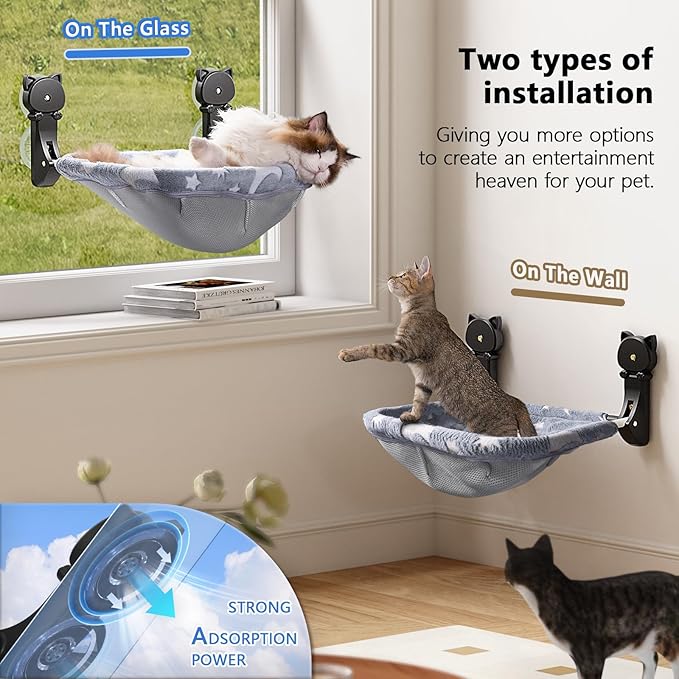 JUNSPOW Cat Window Perch Cordless, Glow in The Dark & Stable Cat Beds- - Image 4