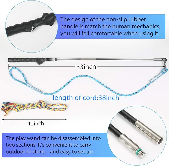 DIBBATU Flirt Pole for Dogs Interactive Dog Toys for Large Medium Small Dogs - Image 8