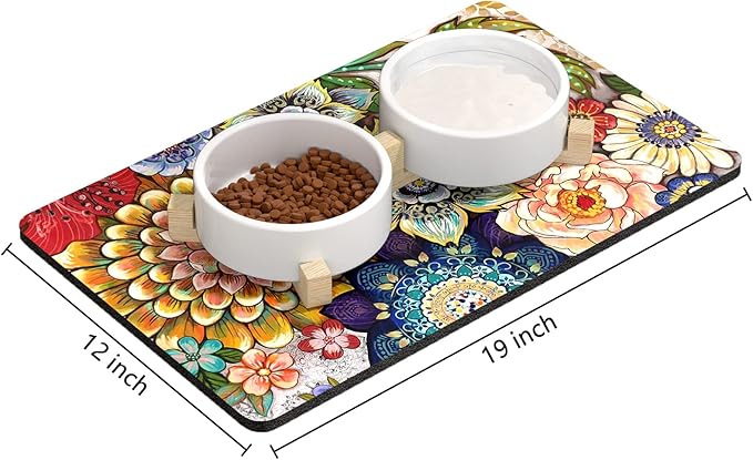 Rnivvi Dog Food Mat, 3MM Anti-Slip Rubber Pet Feeding Rug Protect Floors - Image 2