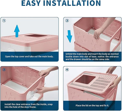 Medario Cat Litter Box with Litter Mat and Scoop, Large Covered Litter Box with - Image 8