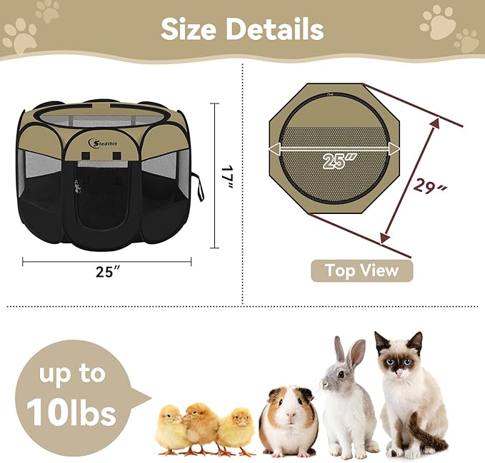 Pink Puppy Playpen for Middle Dog Cat, Dogs Tent Crate Cage Indoor/Outdoor - Image 3