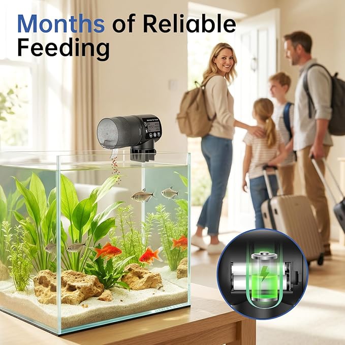 AQQA Automatic Fish Feeder for Aquarium, 200ML Large Capacity Fish Food - Image 3