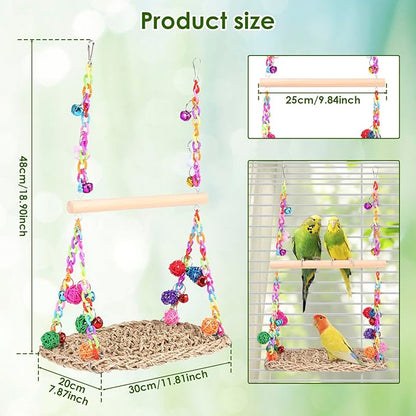 2 in 1 Bird Swing, Double Layer Bird Swing, Add Interest, Double Parrot Swings - Image 2