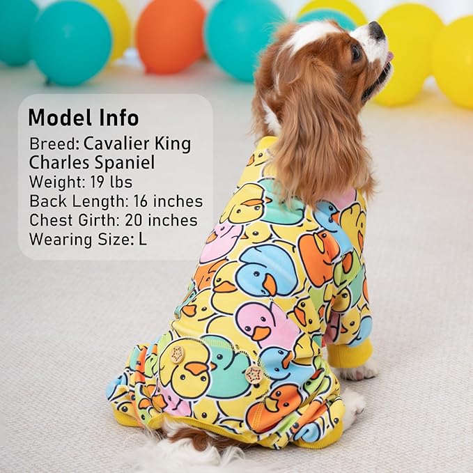 KYEESE Dog Pajamas Colorful Duck Printing Dog Onesie Comfy Dogs Clothes Velvet - Image 5