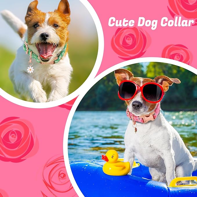 3 Pack Floral Dog Collars for Medium Dogs Pink Dog Collar - Image 6