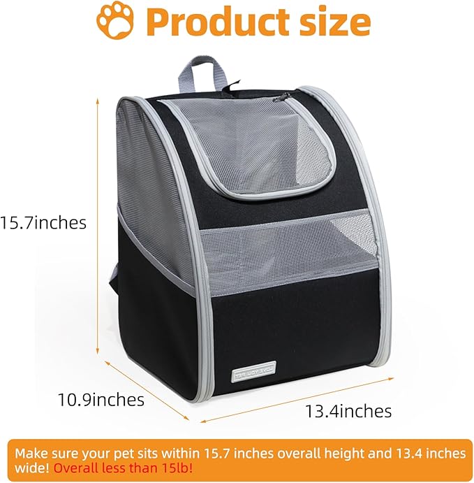 Cat Carrier Backpack with Reflector with Safety Leash Up to 15Lbs, Pet Carrier - Image 2